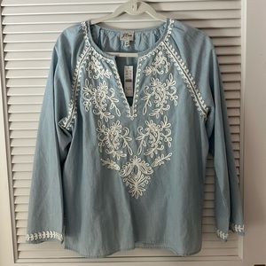 ⭐️⭐️NWT JCREW COTTON/LINEN EMBROIDERED TUNIC!!
